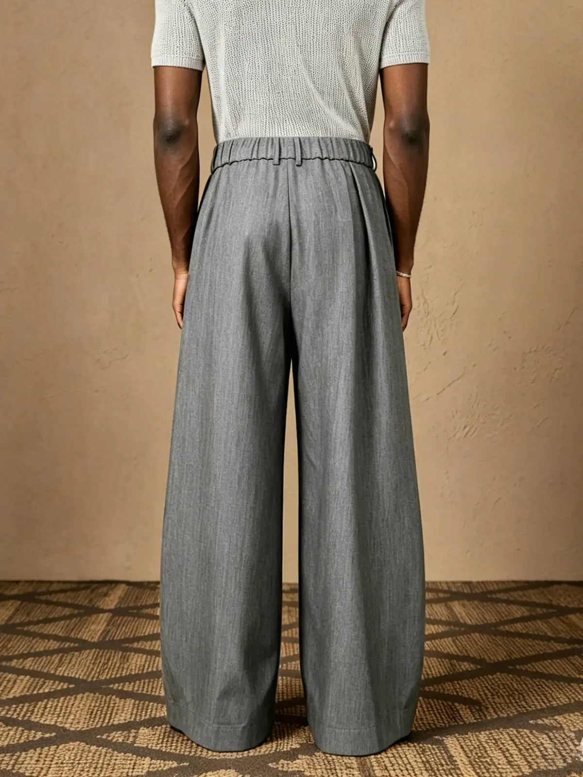 Men's Casual Fashion Grey Business Trousers Wide Leg Long Pants British Style Comfortable Leisure Pants for Men