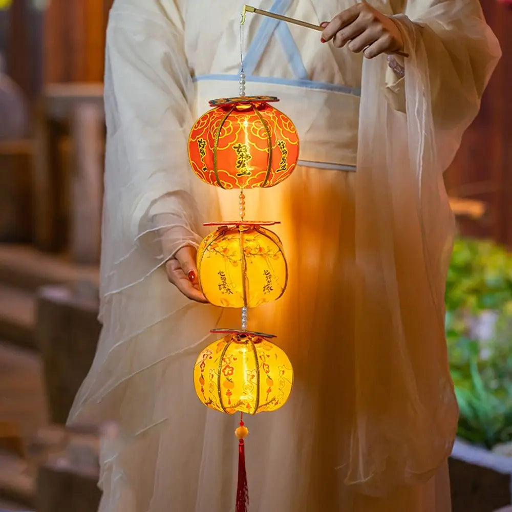 Ancient New Year Persimmon Lantern 2026 Horse Year Handmade Luminous Lantern Blessing with Tassel Chinese Lantern