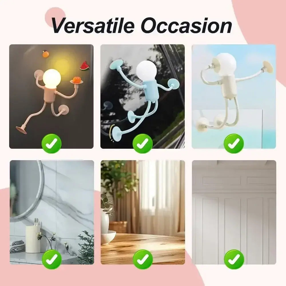 Eine entzückende, verspielte, wandmontierte Nachtlampe mit veränderbarer Form und lustigem Design in Pastellrosa aus Kunststoff, hergestellt im chinesischen Festland, zur Verwendung als Schreibtischlampe.