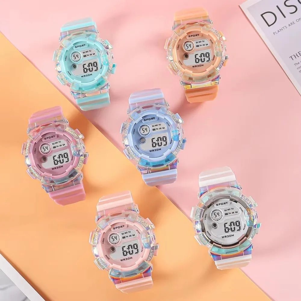 Waterproof Sports Kids Watches Night Light Alarm Clock Function Sports Clock Luminous Dial Digital Wristwatch Boys Girls