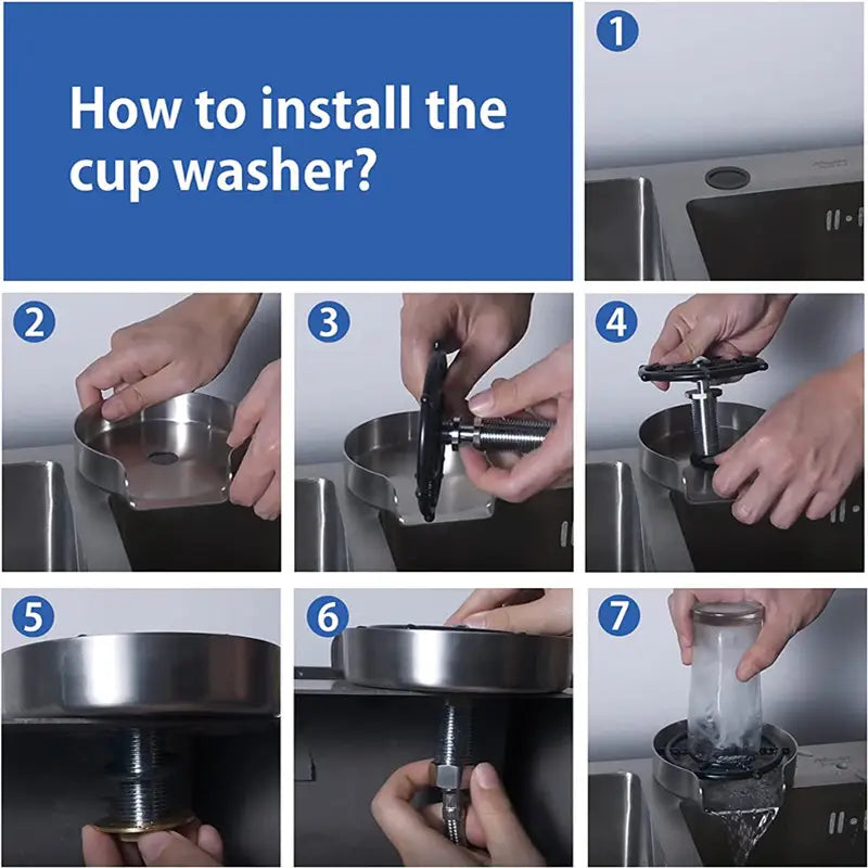 Edelstahl-Becherwascher mit kreisförmiger Wanne und gewindeträgerschraubter Befestigungsbasis, ausgelegt für die Hochdruck-automatische Nutzung in Goldfarbe.