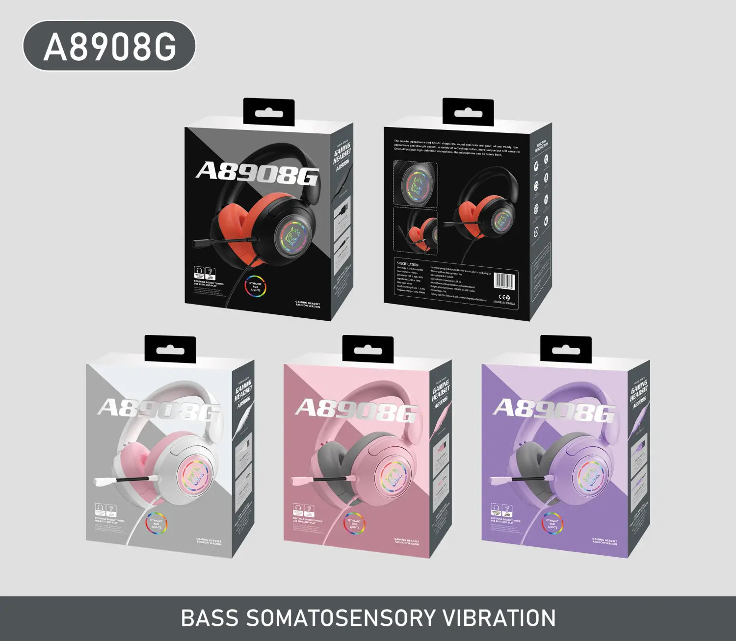 Auriculares para videojuegos color naranja y negro con micrófono y funciones de iluminación RGB; presentan un diseño moderno y elegante con auriculares originales con cable, diseñados para una experiencia de juego inmersiva.
