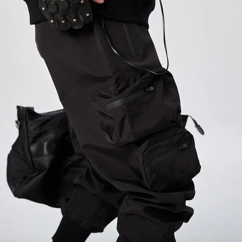 Men's Tactical Cargo Pants 2025 New Streetwear Joggers with Multi-Pockets Black Utility Work Pants Elastic Waist Casual Trousers