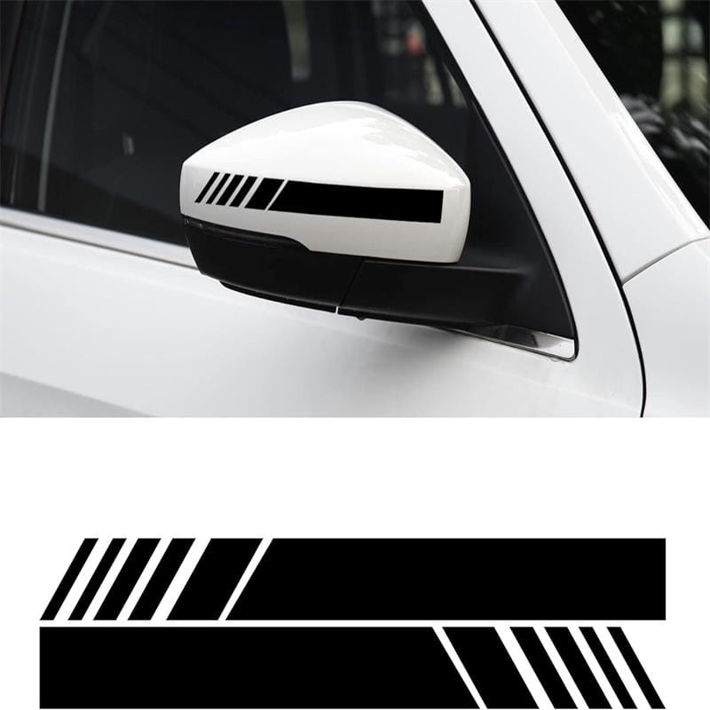 Autocollant vinyle rayé noir et blanc, conçu pour les miroirs latéraux de rétroviseur arrière de véhicule, en lot.
