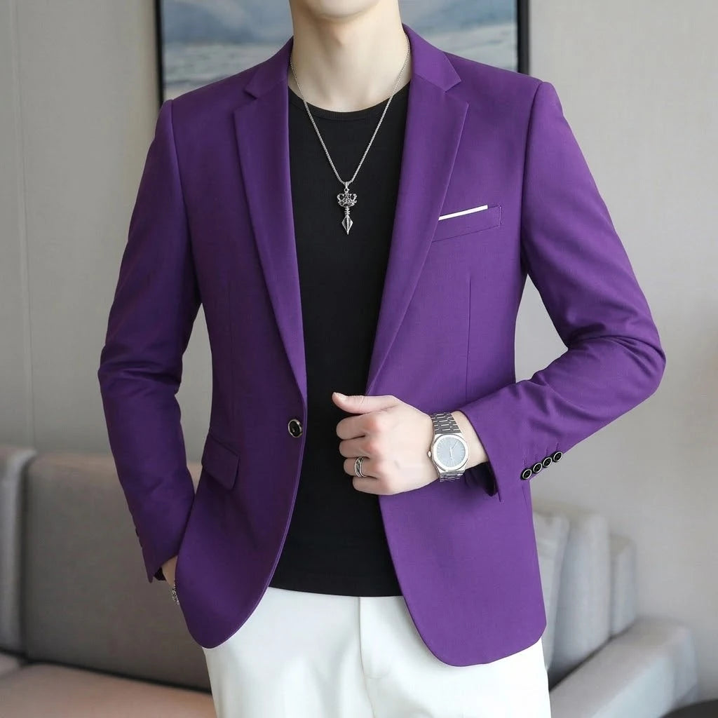 Men's Slim Fit Blazer 18 Colors Casual Business Suit Jacket One Button Notched Lapel Formal Dress Blazer for Wedding Party W