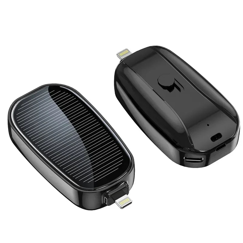 2025 New Solar Power Bank Mini Key Ring Powerbank Phone Portable Charger 1200mah External  Spare Battery for Xiaomi IPhone