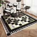 Modern Living Room Rug Home Decor Fashion Luxury Drum Abstract Music Symbol Black White Plaid Large Area Bedroom Decor Rugs