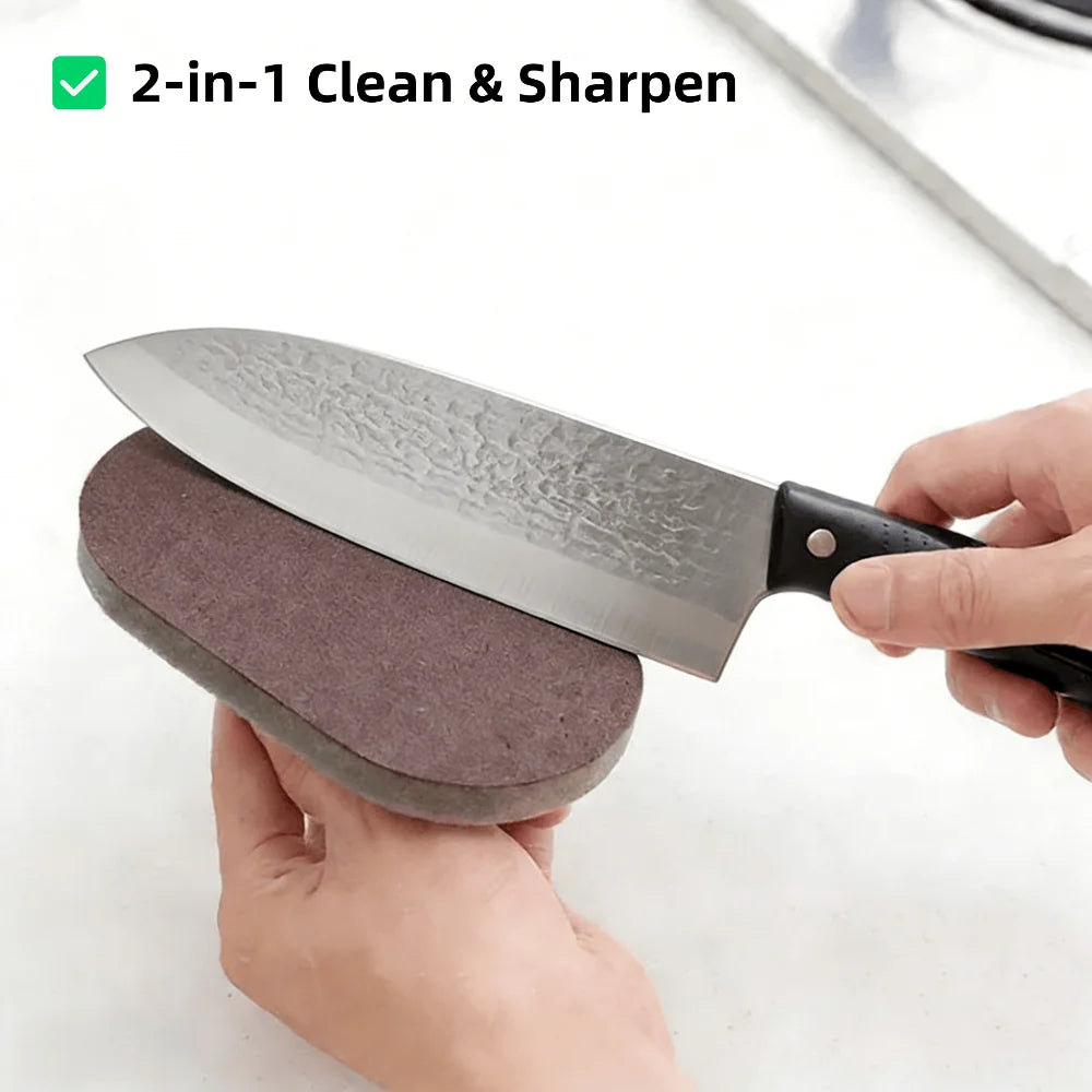 Kitchen Bathroom Cleaning Sponge with Handle Multipurpose Pot Scrubber Stove Cleaning Rust Removal NonScratch Dishwashing Home