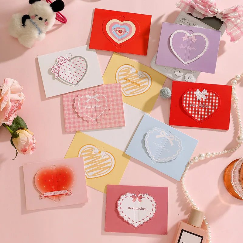 20Pc Romantic 3D Heart Postcard Folding Greeting Card Valentine's Day Gift Card Wedding Invitations Card Thank You Message Cards