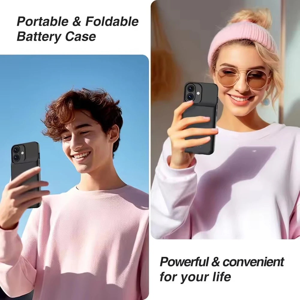 10000mAh Powerbank Cover For iPhone 17 16 Pro Max 17Air 16 Plus 16e External Battery Cases Portable Charger Power Bank Case
