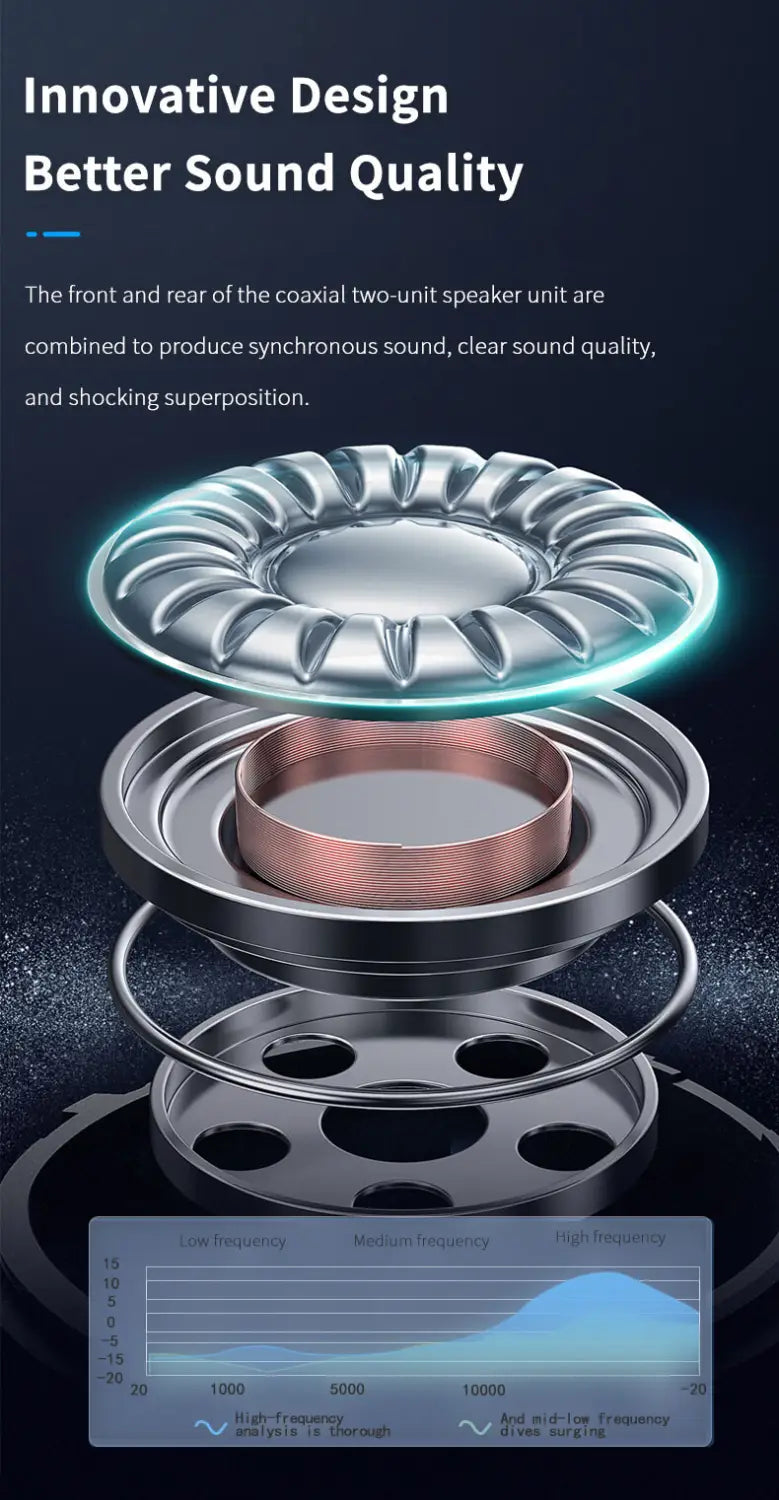 silver and copper-colored coaxial two-unit speaker with sleek layered design for bluetooth motorcycle helmet headset waterproof music player.