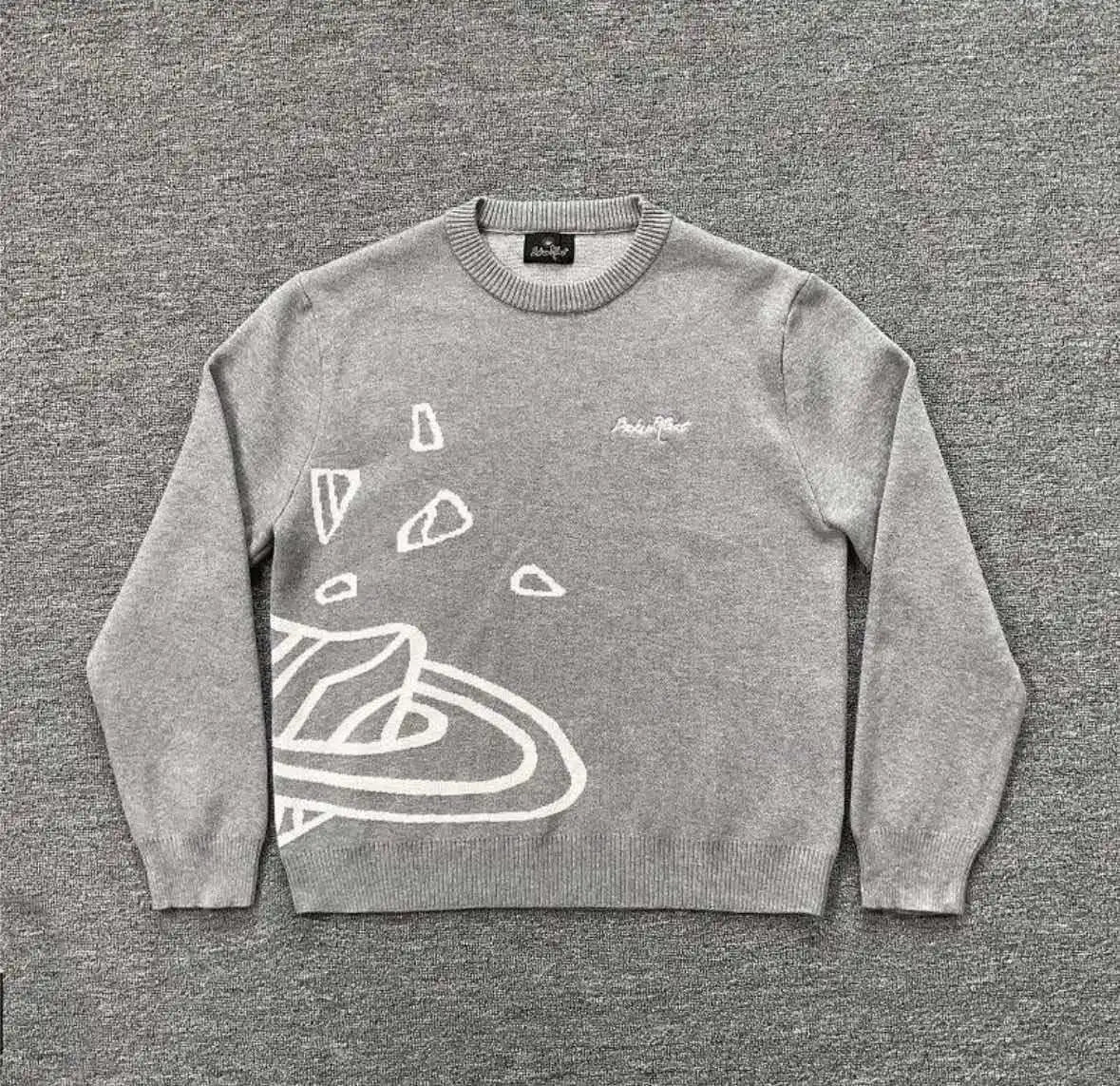 American Street Planet Embroidered Sweater Jacquard Logo Unisex Couple Crewneck Knitwear