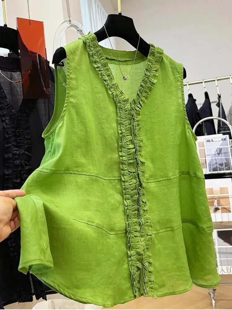 Women Clothing Casual Loose Solid Shirt Summer Fashion O-neck Folds Short Sleeve Top French Versatile Y2k Pullovers Shirt