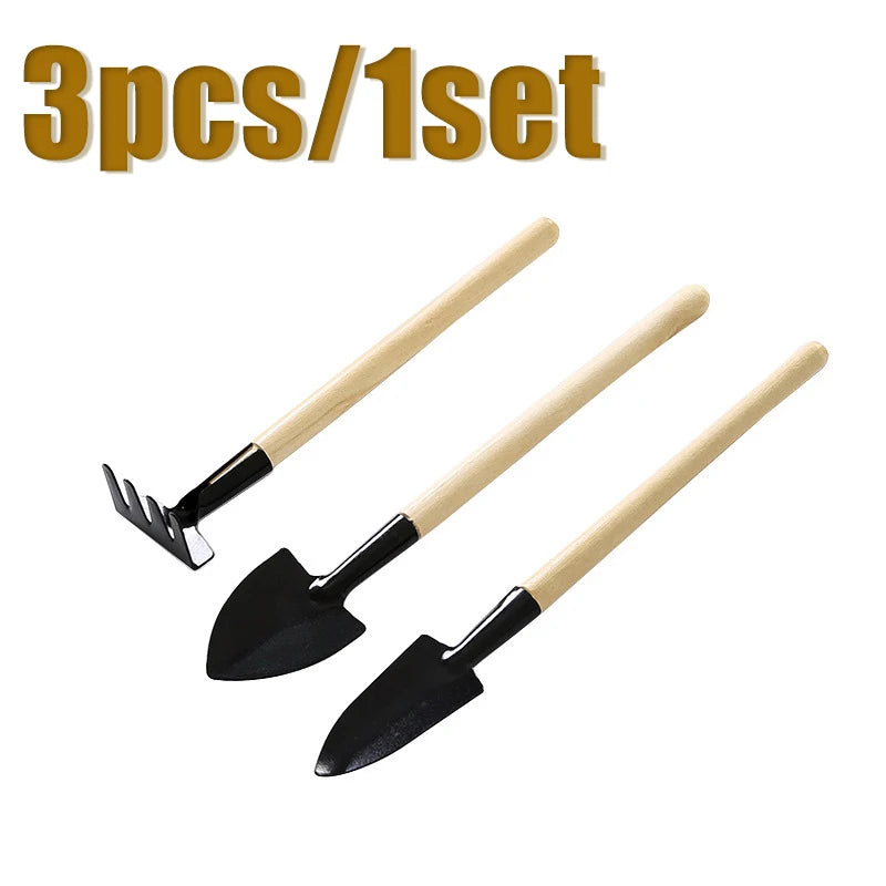 3pc/1Set Mini Gardening Tool Set Digging and Weeding Garden Tools Flower and Plant Bucket Tools Shovel and Rake with Handle