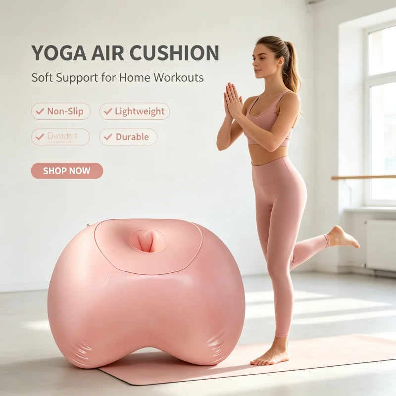 Portable Inflatable Pillow Dual‑Use As Inflatable Yoga Ball Soft Balance Trainer Cushion for Home Fitness Yoga Pilates Exercise
