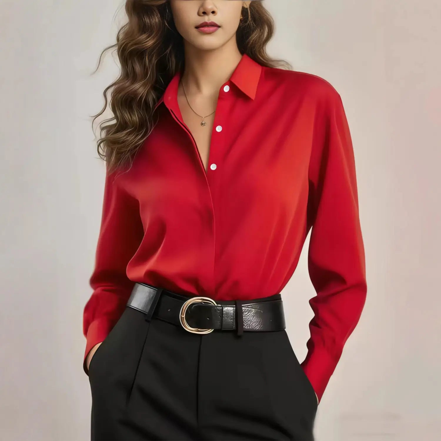 Satin Button-down Women’s Office Shirt