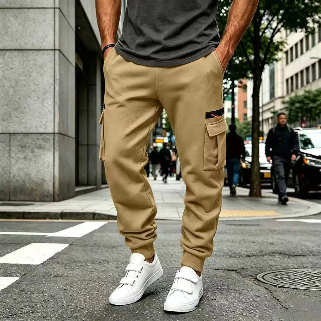 Men's Cargo Pants 2026 New Casual Loose Autumn Winter Straight Baggy Pants Multi-Pockets Solid Color Pinting Sweatpants