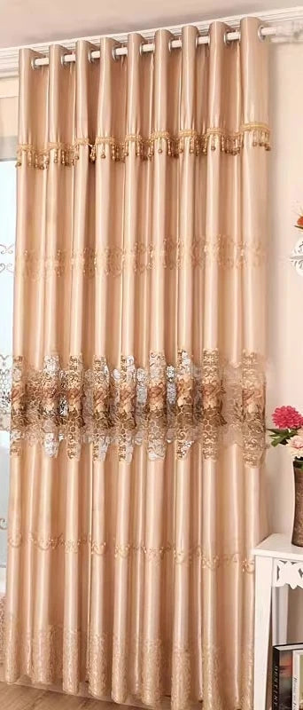Embroidered Yarn Luxury Curtains for Living Dining Room Bedroom Semi Blackout Hollowed-out Pastoral Fashion Jacquard Custom