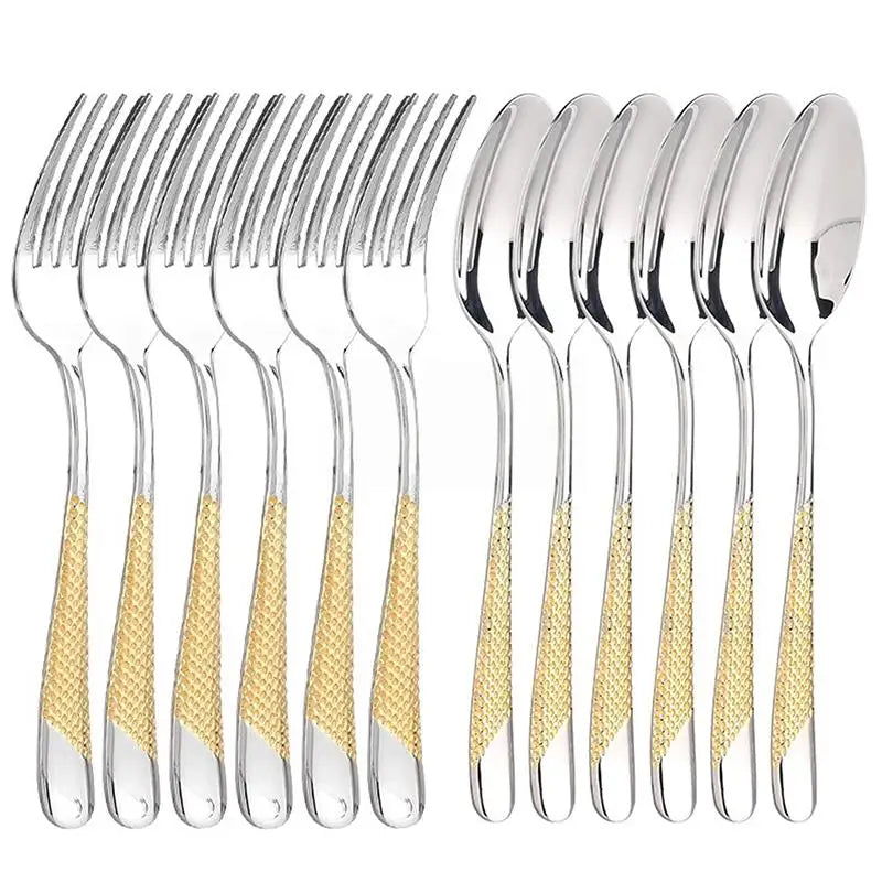 Kitchen Utensil Set Stainless Steel Spoon And Fork Set Food-Grade Flatware Gold Silverware Set