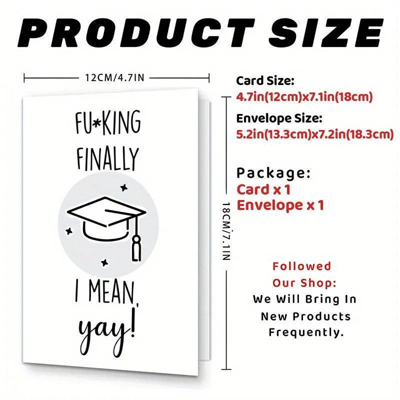 1 funny graduation card, suitable for him or her, an inspirational card sent by a friend, a fun gift for graduation day,