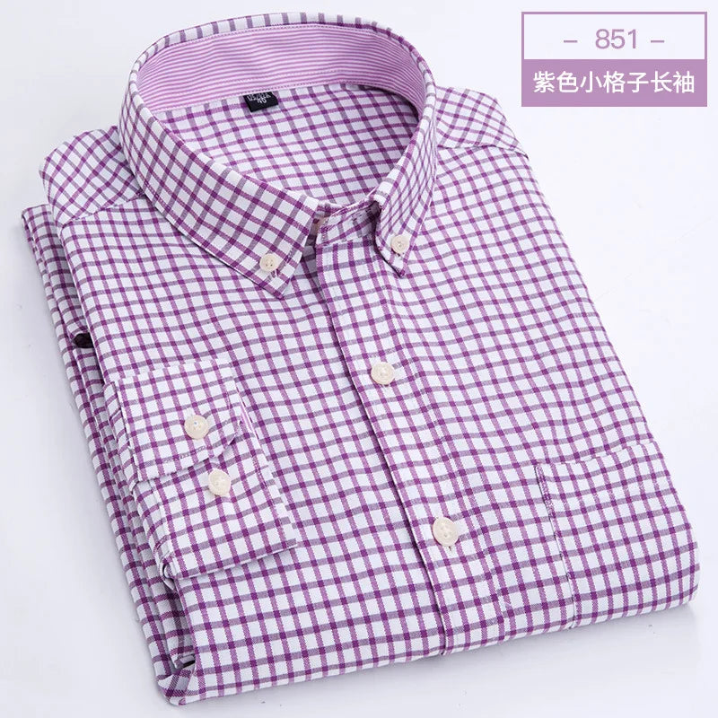 Men's Long Sleeve Shirt Non-Ironing Oxford Spinning Spring Summer Autumn Slim Casual Comfortable All Fashion Fast Color Shirt