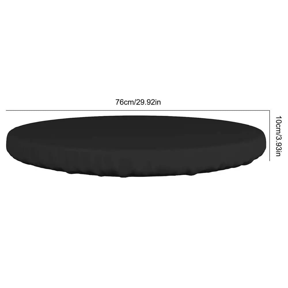 Funda de mesa de jardín al aire libre circular impermeable en negro, con textura acolchada suave, de 76 cm de diámetro y 10 cm de altura