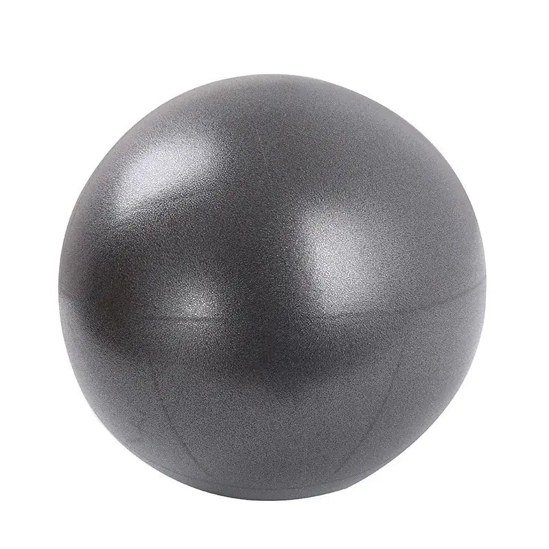 A matte gray anti-burst yoga ball with a smooth slightly textured surface designed for balance training and preventing air leakage.
