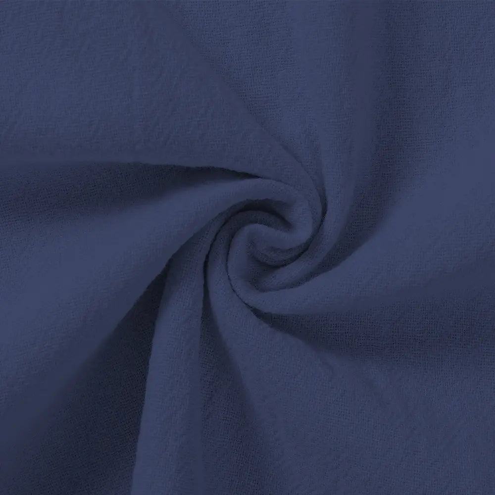 men cotton linen trousers in soft deep navy blue fabric with smooth texture and subtle sheen breathable casual pants