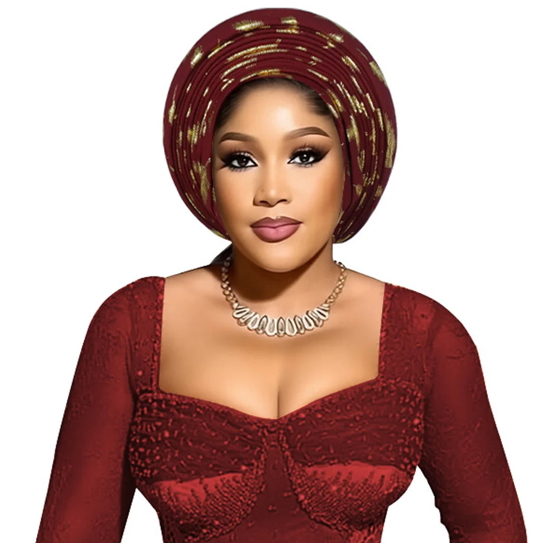Nigerian Wedding Geles African Headtie Auto Gele Turbans For Women Aso Oke Fabric Muslim Headwear Headpiece Female Head Wraps