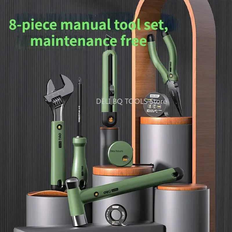 DELI Multitool Sets, Installation, Nail Hammer, Tape Measuring, Home Wrench, Pliers, Screwdriver, Hand Repair Tools Kits, 6 Pcs