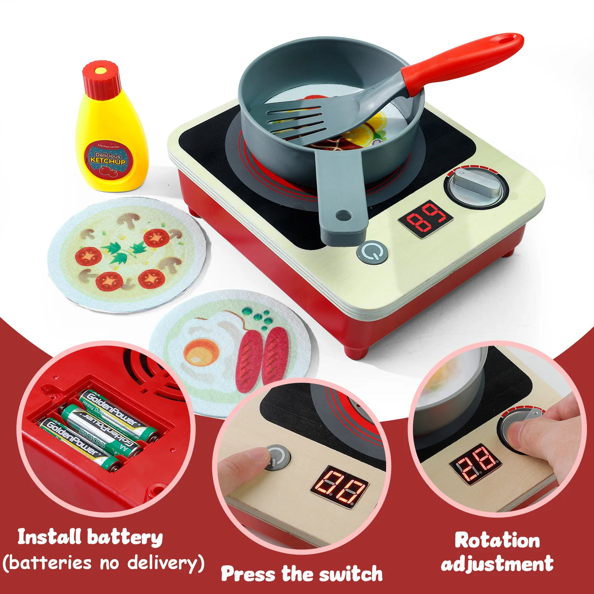 Kitchen Role-Playing Toy Stove with Lights Christmas Halloween Thanksgiving Easter Gift Induction Cooker Simulation