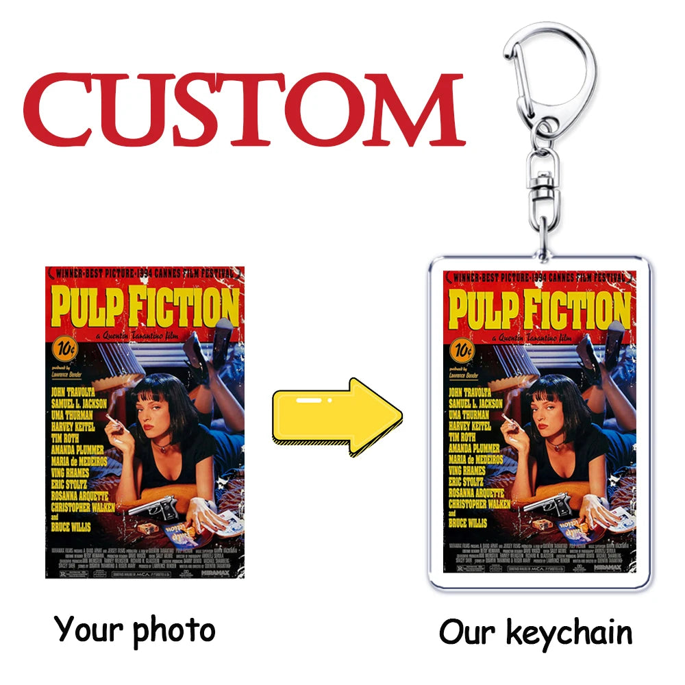 Custom Keychain Key Chain Photo Customized Movie Idol Pet Family Image Picture Personalized Keyrings Friends Birthday Fans Gifts