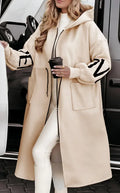 European and American Long-Sleeved Hooded Trench Coat Overlay Sweater Jacket for Women, Autumn and Winter.