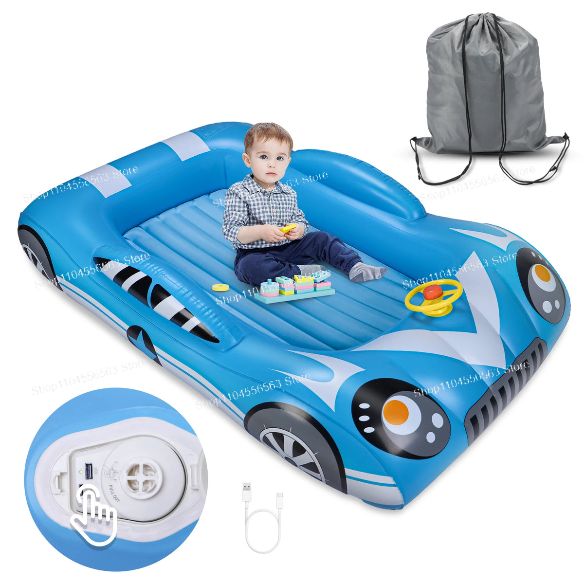 Kids Travel Air Mattress, Automatic Inflatable Bed for Children's Indoor Play & Nap Time