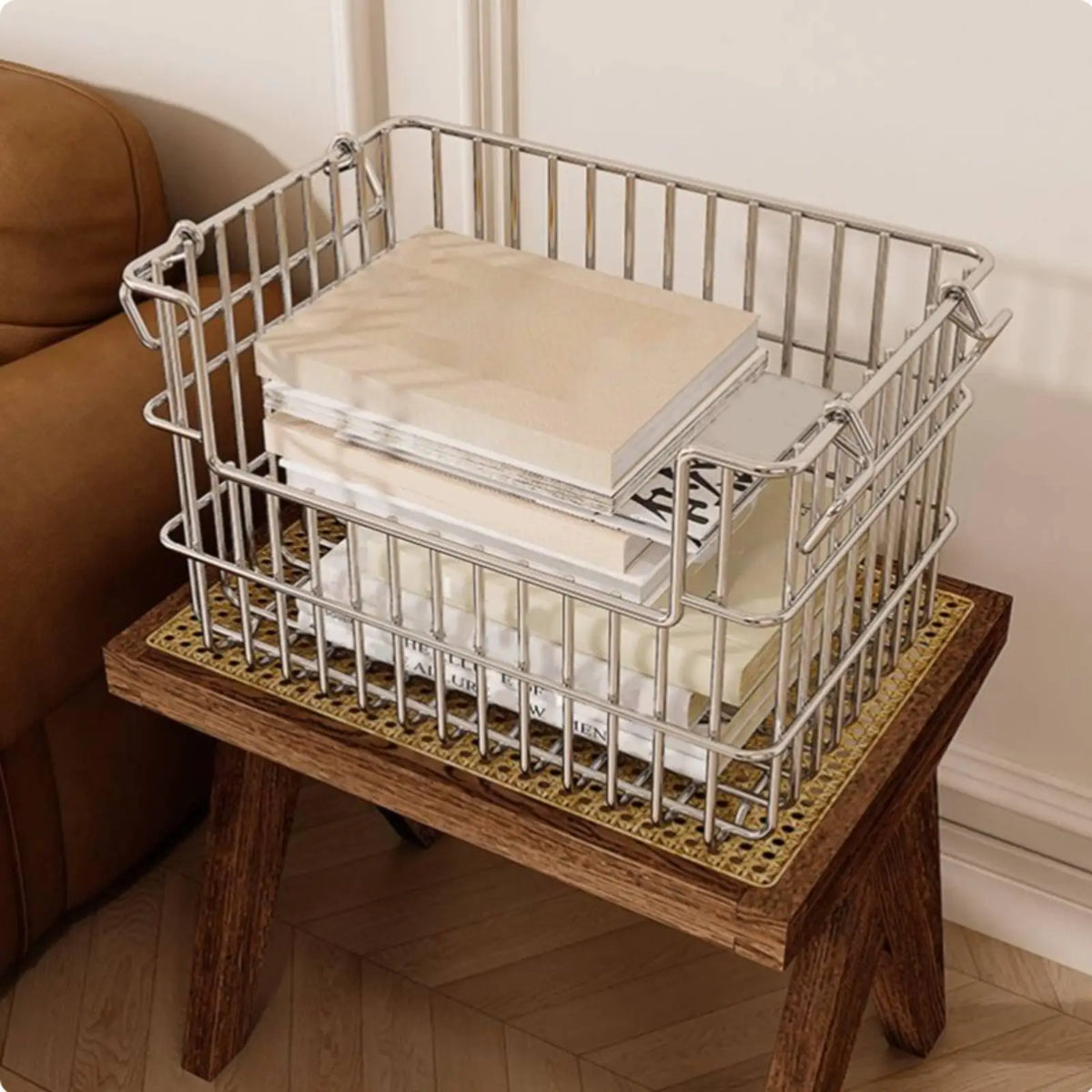 High Capacity Stainless Steel Storage Basket Organizer for Kitchen Under Shelf Pantry Drawer and Garage Storage Solutions
