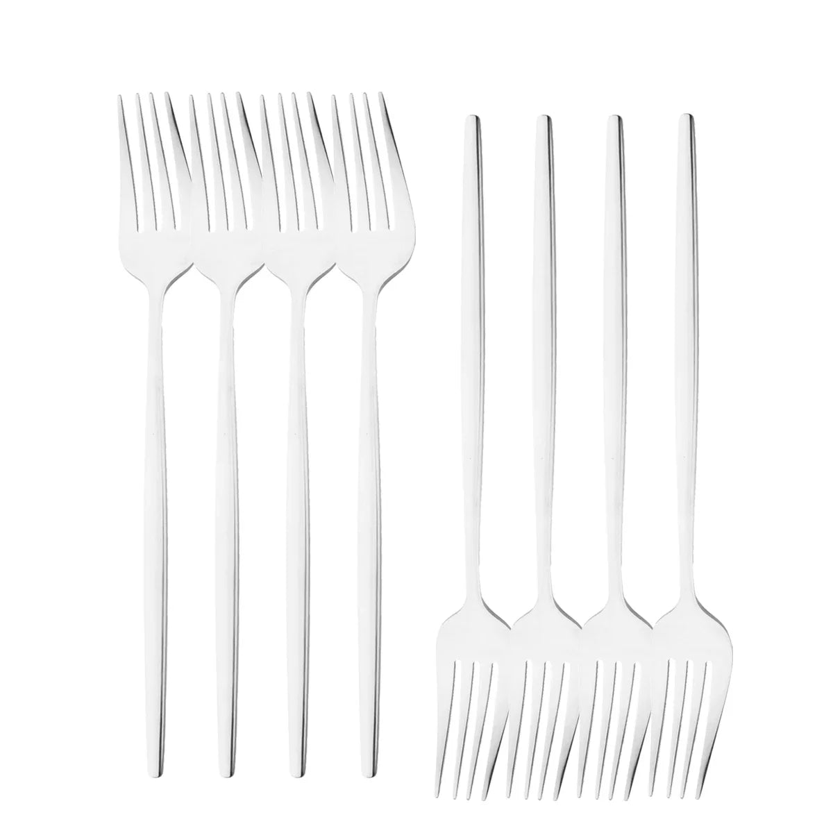 8Pcs Table Dinner Fork Stainless Steel Dessert  Fork Tableware Forks Set Black Cutlery Dinnerware Kitchen Accessories