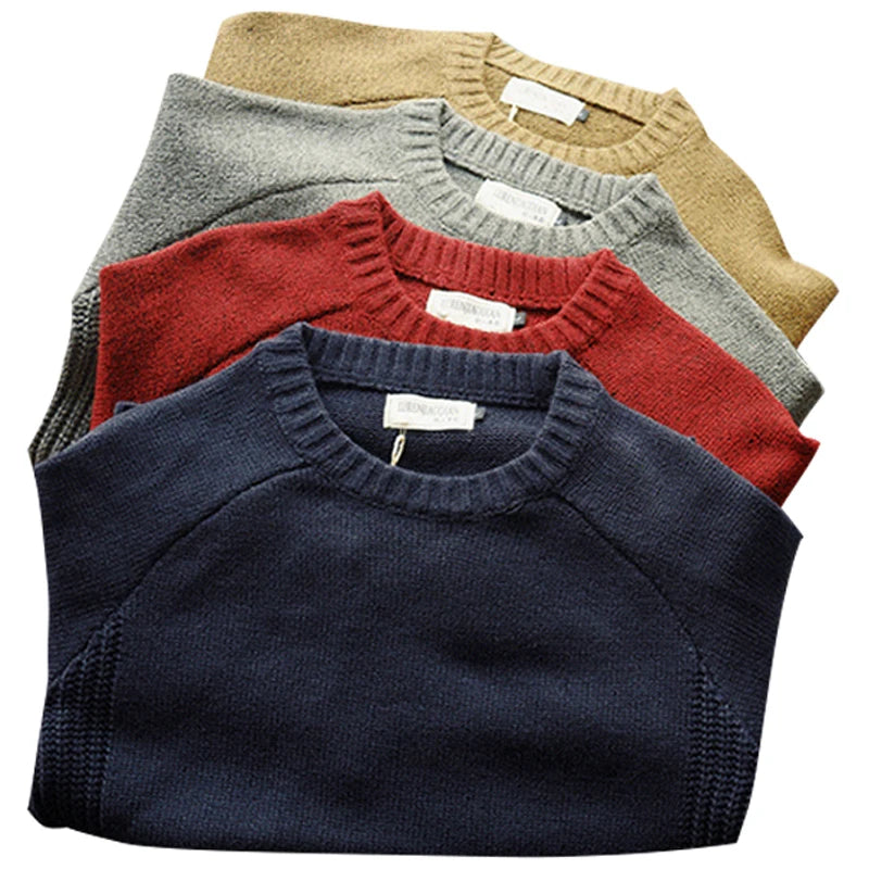 2026 New Men Pullover Sweater Autumn Fashion Casual Loose Thick O Neck Wool Knitted Oversize Harajuku Streetwear Knitwear M-5Xl