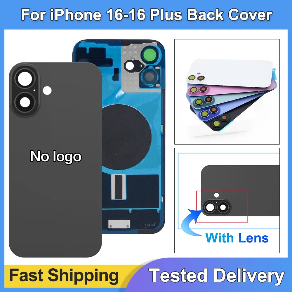 For iPhone 16 Battery Back Cover with Camera Lens Phone Rear Housing Case Replacement Part iPhone 16 Plus Back Cover Glass