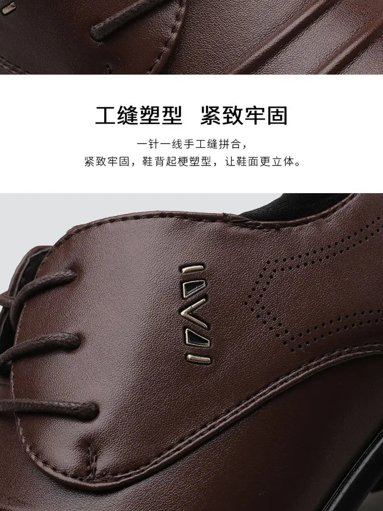 Zapato de vestir de hombre de cuero marrón con detalles cosidos y logotipo sutil en relieve, diseñado como zapato de vestir formal de hombre de cuero blanco con cordones.