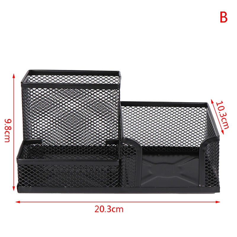 Desk Stationery Organizer Creative Metal Pen Holder Pencil File Storage Rack Storage Box Office Accessories Desktop Ornament