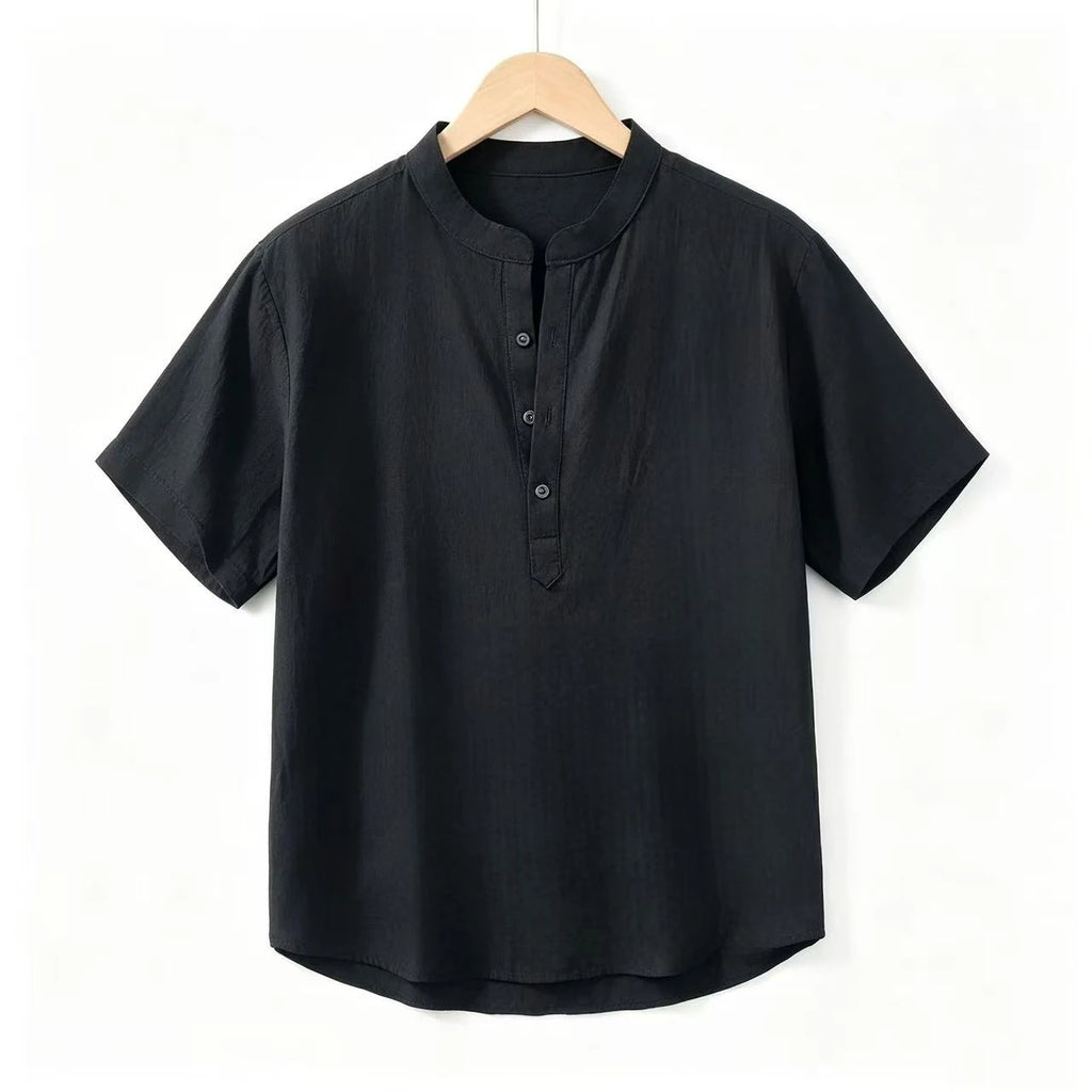 Men's Short Sleeve T-shirt Cotton and Linen Casual Men T-shirts Solid Color Summer Shirt Male Cozy Breathable