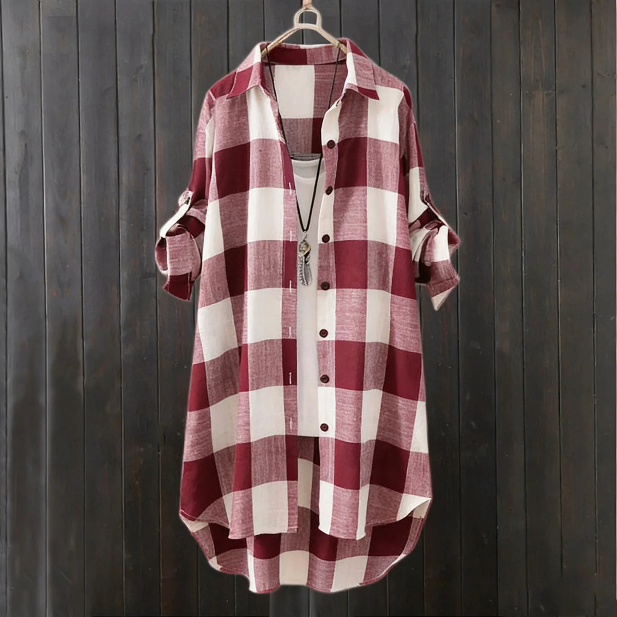 Women's Plaid Shirt Casual Blouses Woman Tops for Women Long Sleeve Long Sleeve Shirts Chic Blouse Check Linen Cotton Clothing