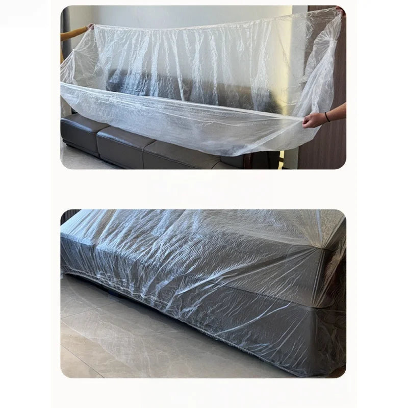 1/2pc Plastic Furniture Protection Masking Film Transparent Living Room Waterproof Dust Cover Disposable Multipurpose ﻿