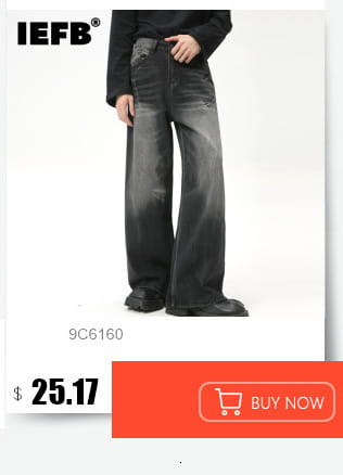 Iefb men black vintage wide leg jeans feature wide-leg denim design with a faded distressed finish.