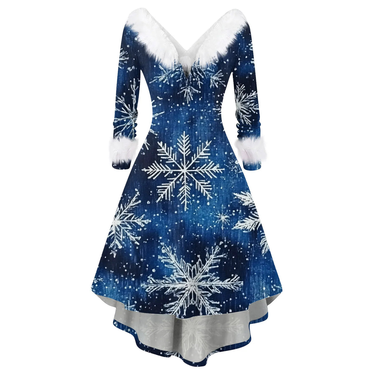 Women Winter Furry Plush Party Dress Female Long Sleeve Irregular A -line Dress Vestidos Fashion Spliced Christmas Dress Navidad
