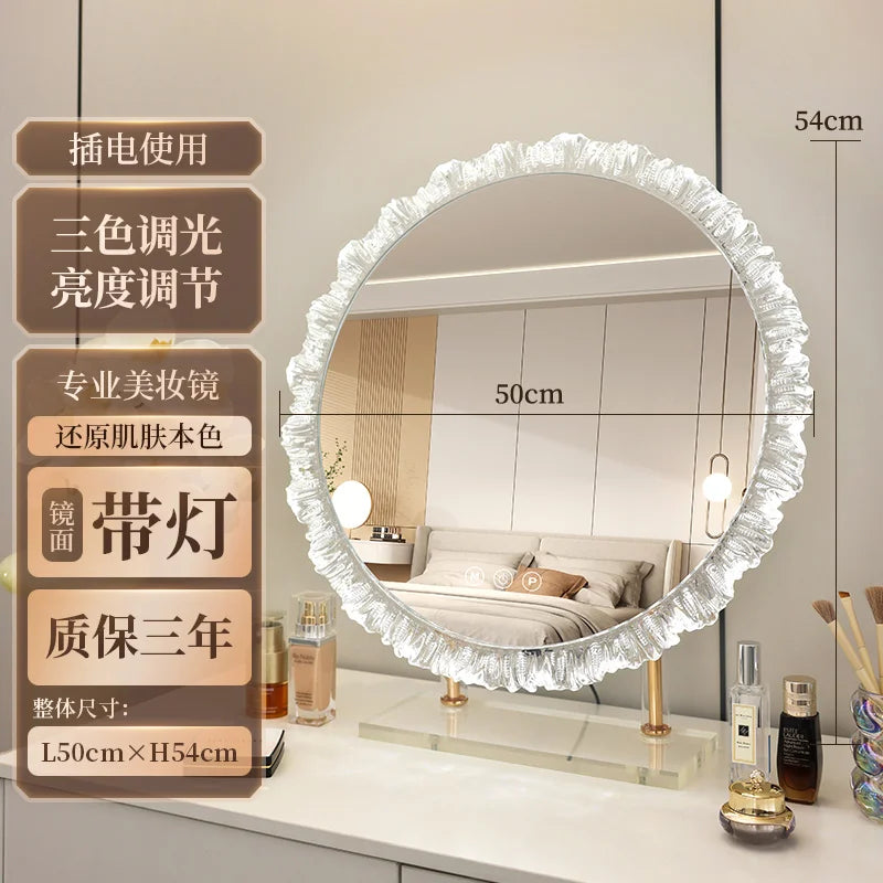 Round Bathroom Mirror Led Light Makeup Full Length Mirror Big Art Espelho De Banheiro Para Parede Home Decoration Accessories