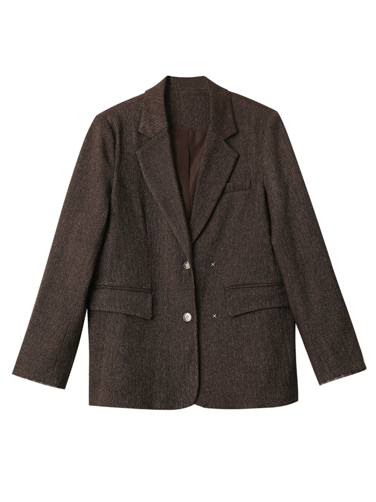 CHIC VEN Fashion Women Blazers Single-breasted Loose Casual New Retro Office Ladies Folding Cuffs Suit Jacket Spring Autumn 2026
