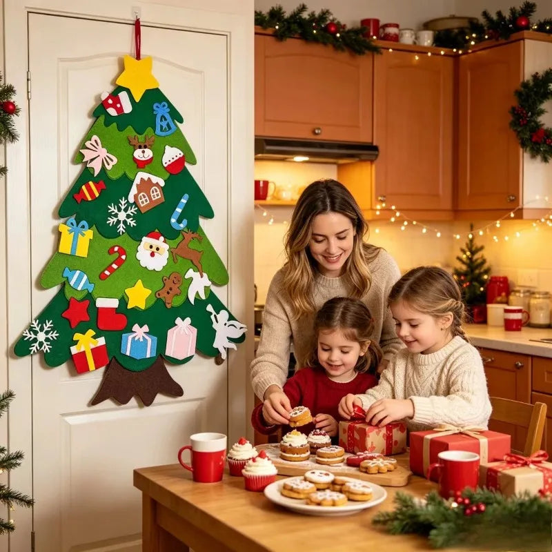 DIY Christmas Trees, Wall-mounted Christmas Tree Decorations, Removable Ornaments, Festive Craft Door Hangings, and Home Decor