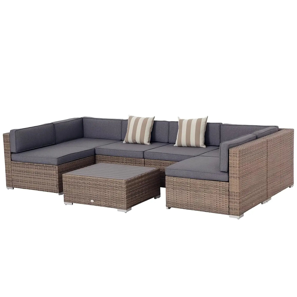 7 Piece Patio Furniture Set Wicker Outdoor Sectional Gray, Custom