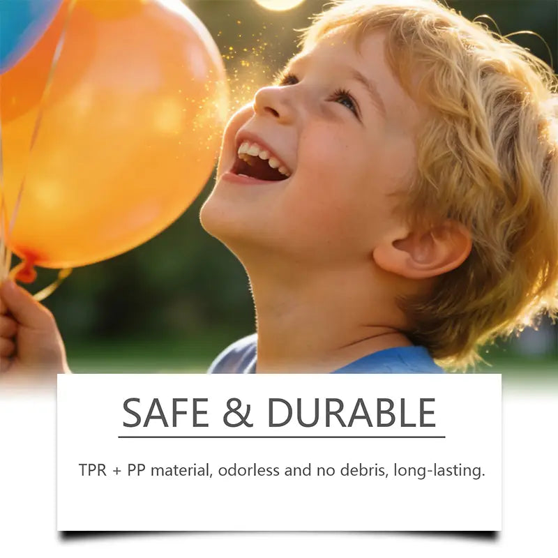 A child holding an orange glitter dumpling stress ball slow rebound toy with a shiny glossy surface.